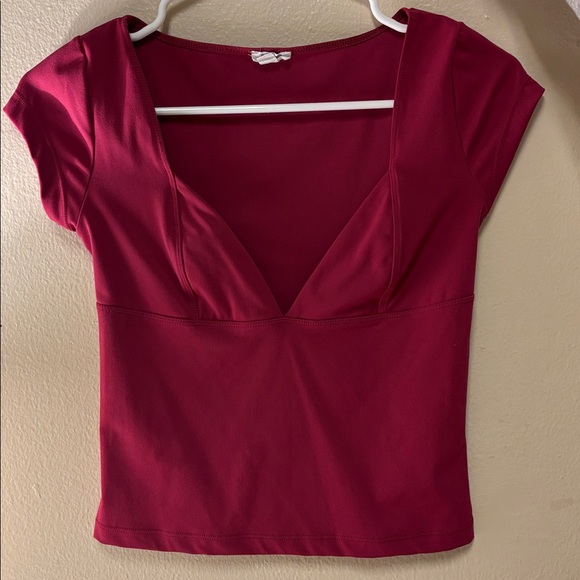 Garage Deep Red V-Neck Top - Picture 1 of 2